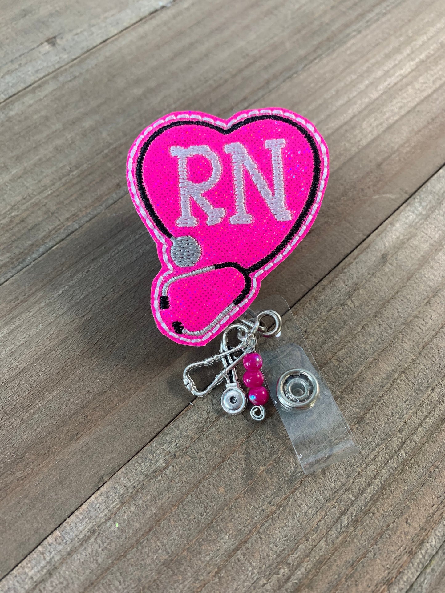 Stethoscope Heart Title RN Retractable Badge Reel