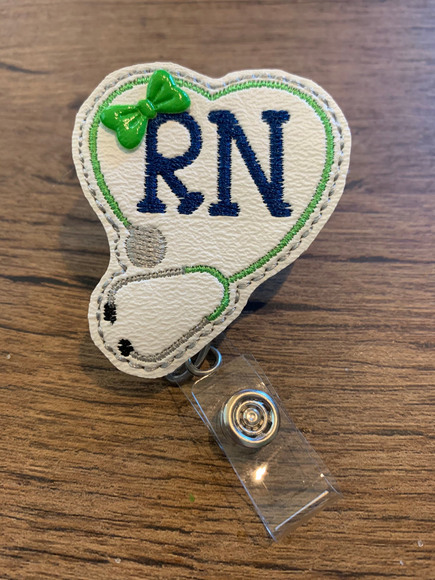 Stethoscope Heart Title RN Retractable Badge Reel