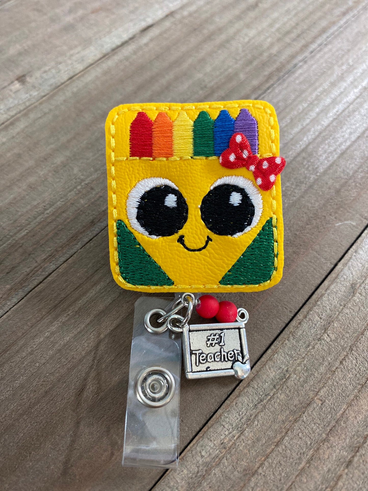 Cute Crayon Retractable Badge Reel Name Tag Holder