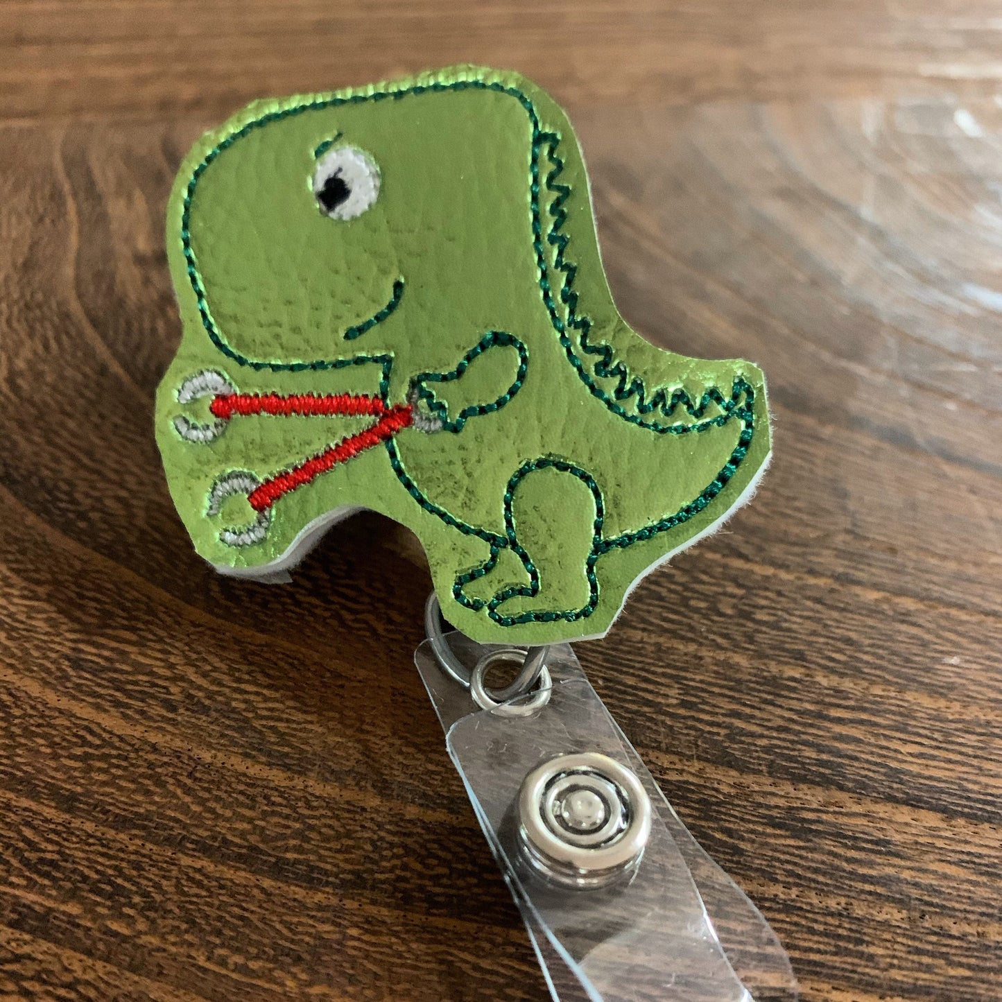 Grab Hands T- Rex Retractable Badge Reel Name tag Holder