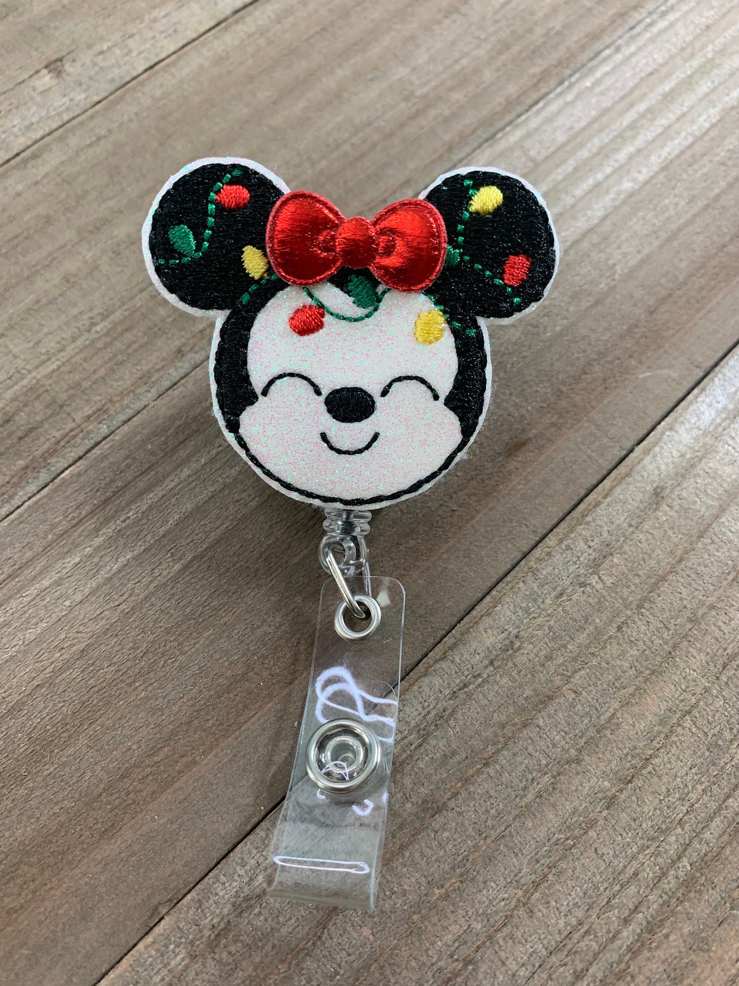 Christmas Light Mr Mouse Badge Reel