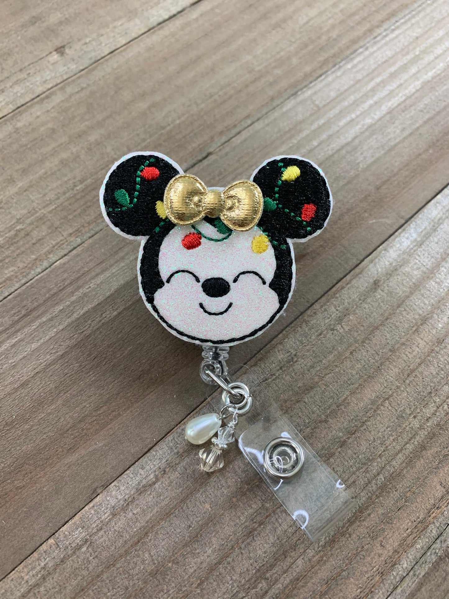 Christmas Light Mr Mouse Badge Reel