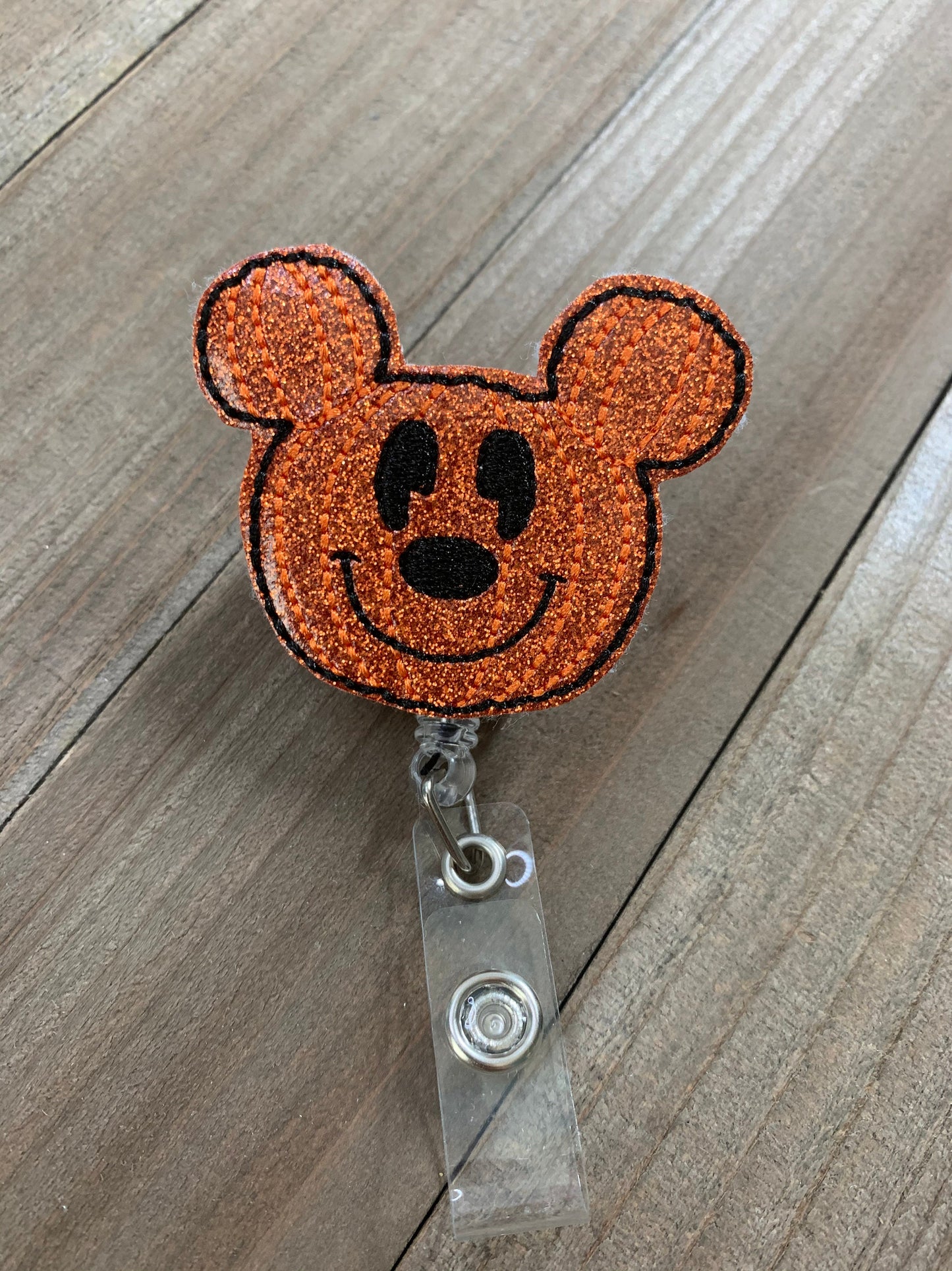 Spooky Pumpkin Mr Mouse Retractable Badge Reel