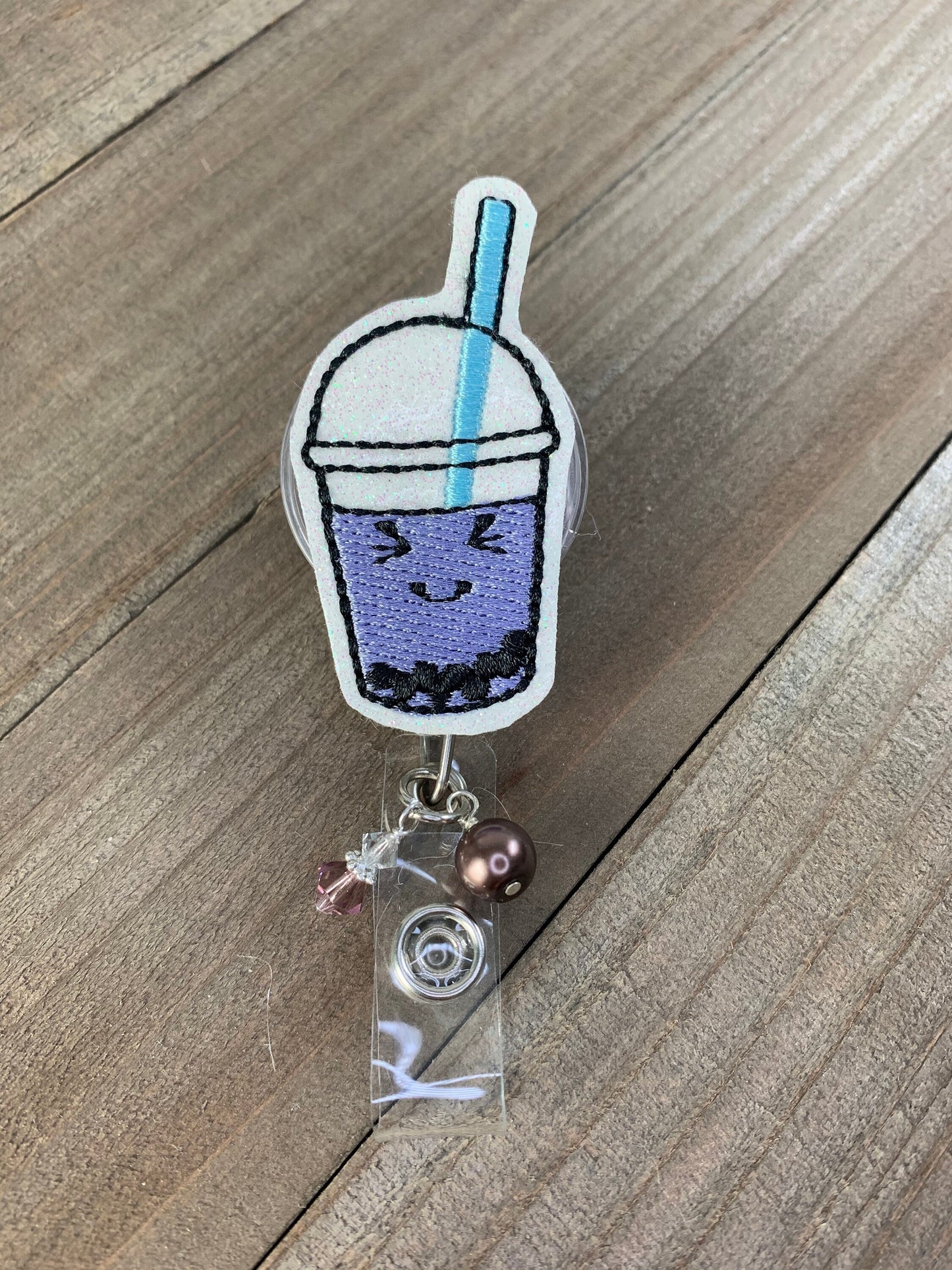 Boba Tea Retractable Badge Reel Name Tag Holder