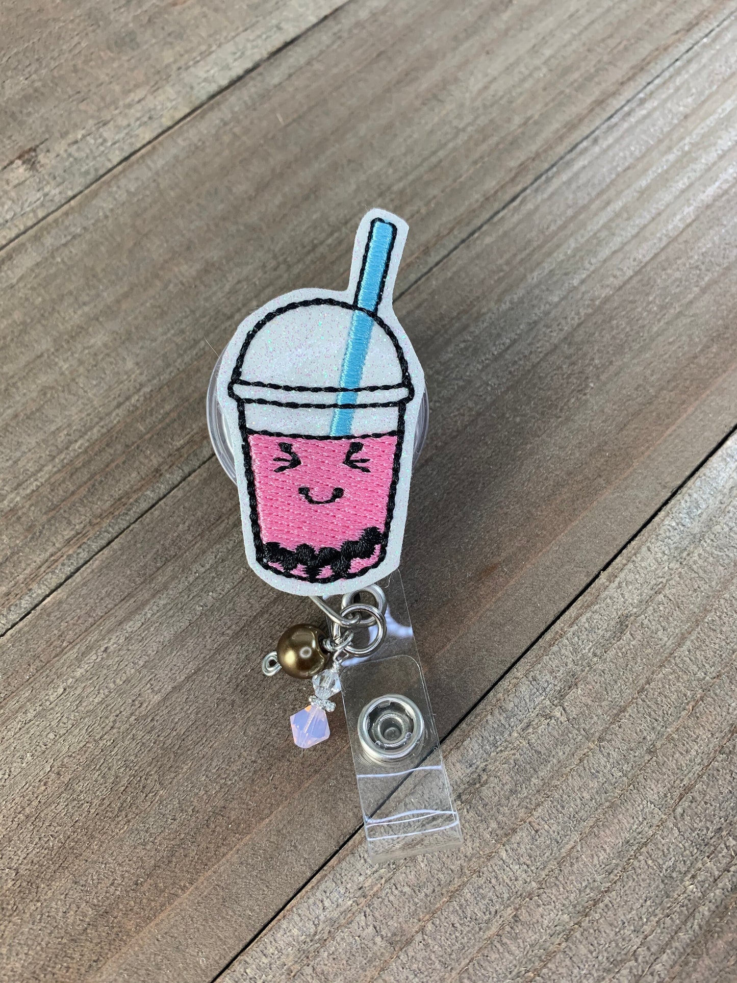 Boba Tea Retractable Badge Reel Name Tag Holder