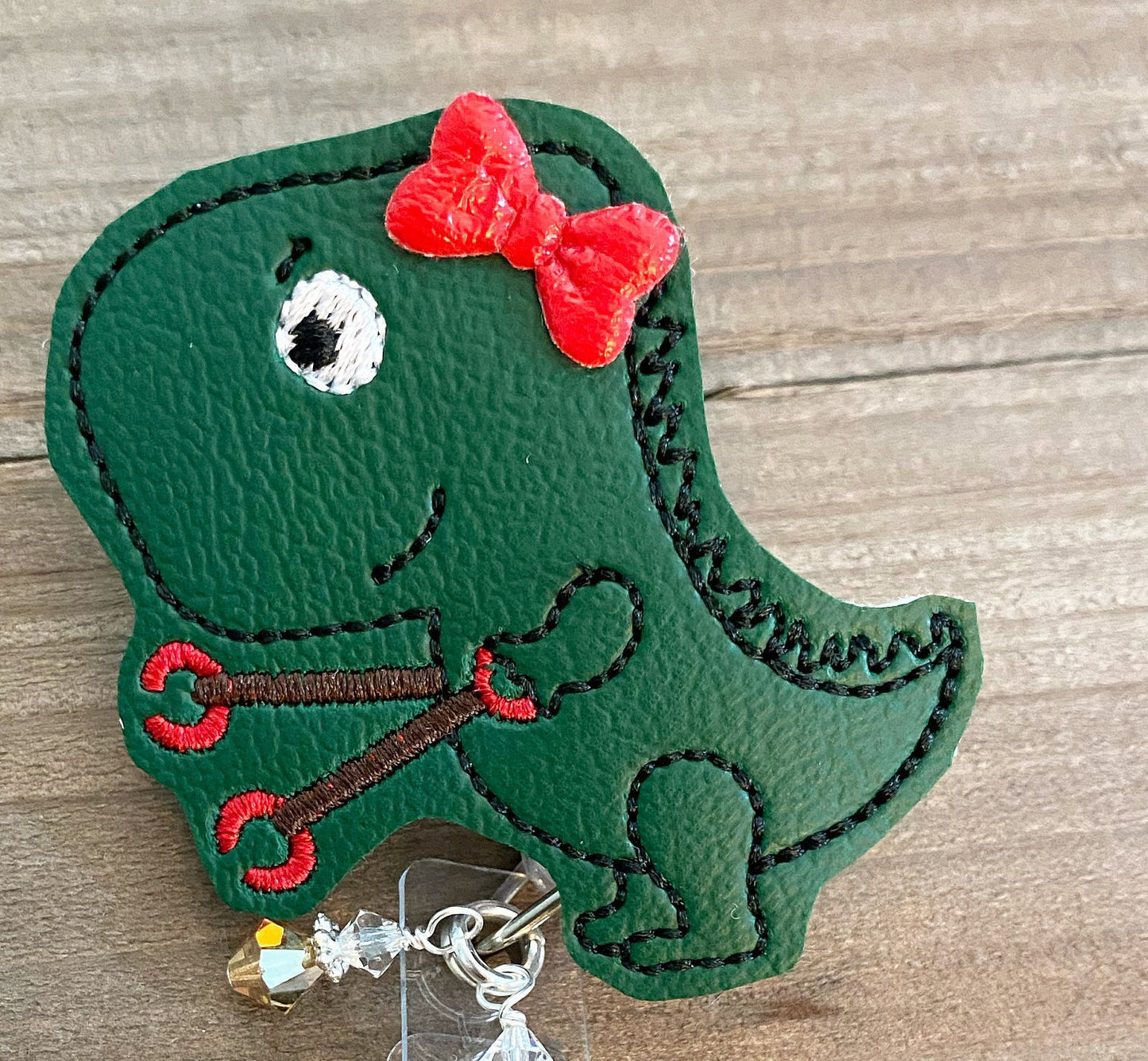 Grab Hands T- Rex Retractable Badge Reel Name tag Holder