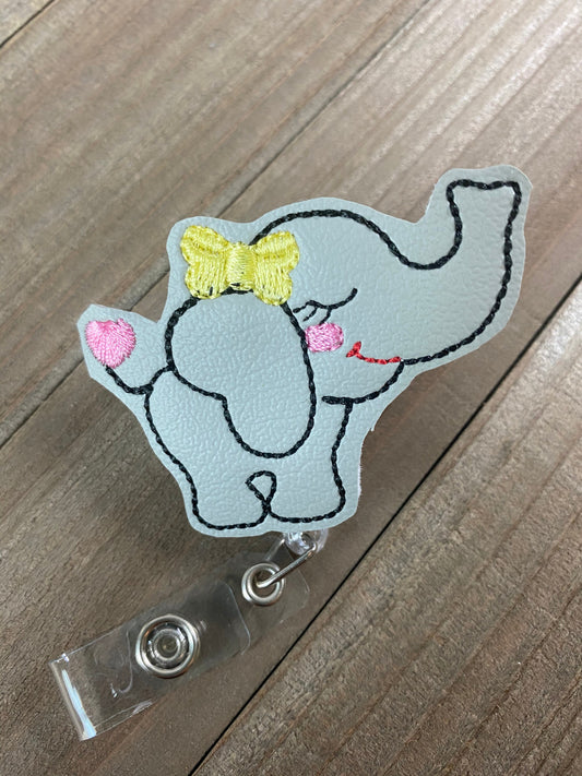 Sassy Elephant Retractable Badge Reel Name Tag Holder