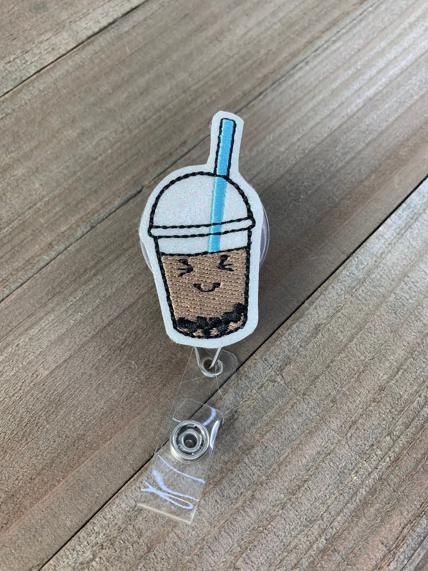 Boba Tea Retractable Badge Reel Name Tag Holder