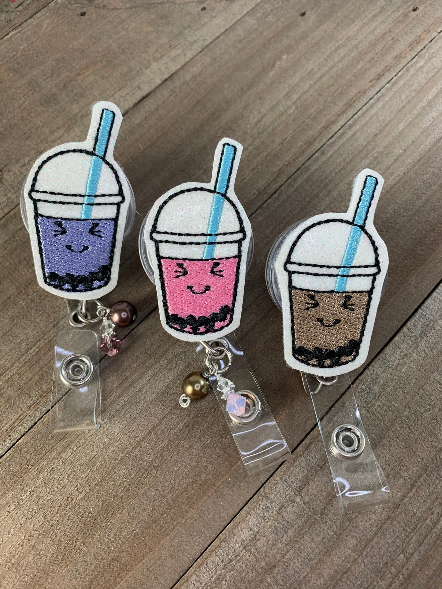 Boba Tea Retractable Badge Reel Name Tag Holder