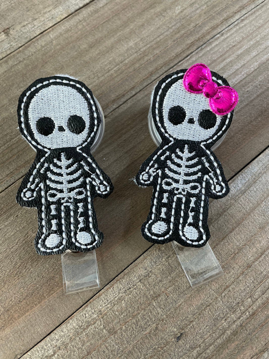 X-Ray Tech Skeleton Person Retractable Badge Reel