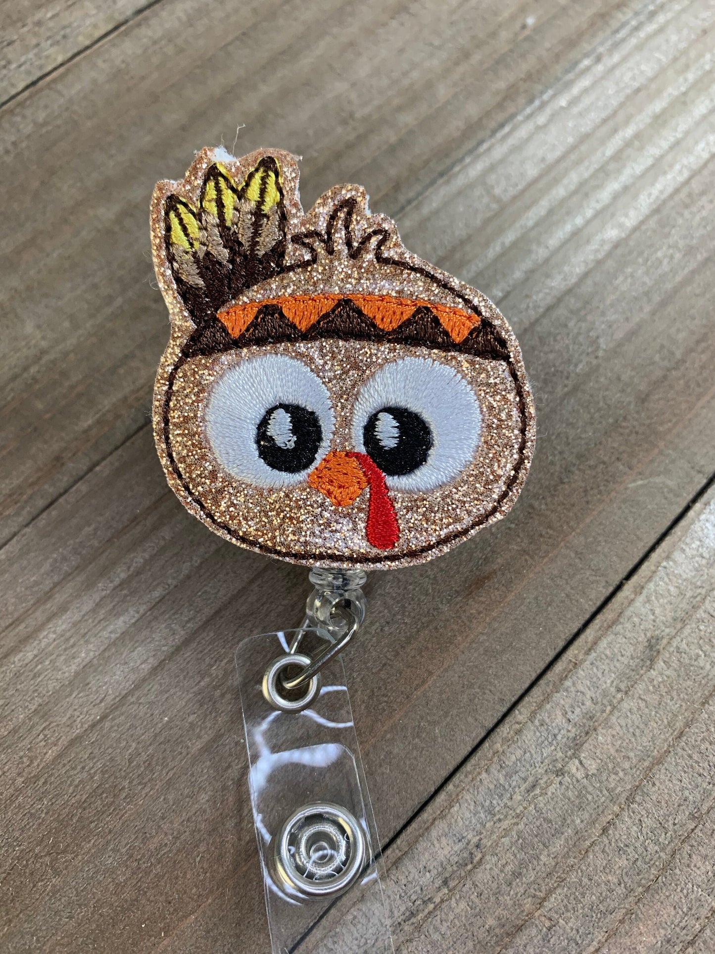 Thanksgiving Native Turkey Retractable Badge Reel