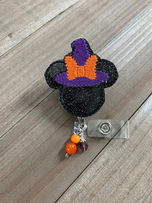 Witch Spooky Mrs. Mouse Retractable Badge Reel