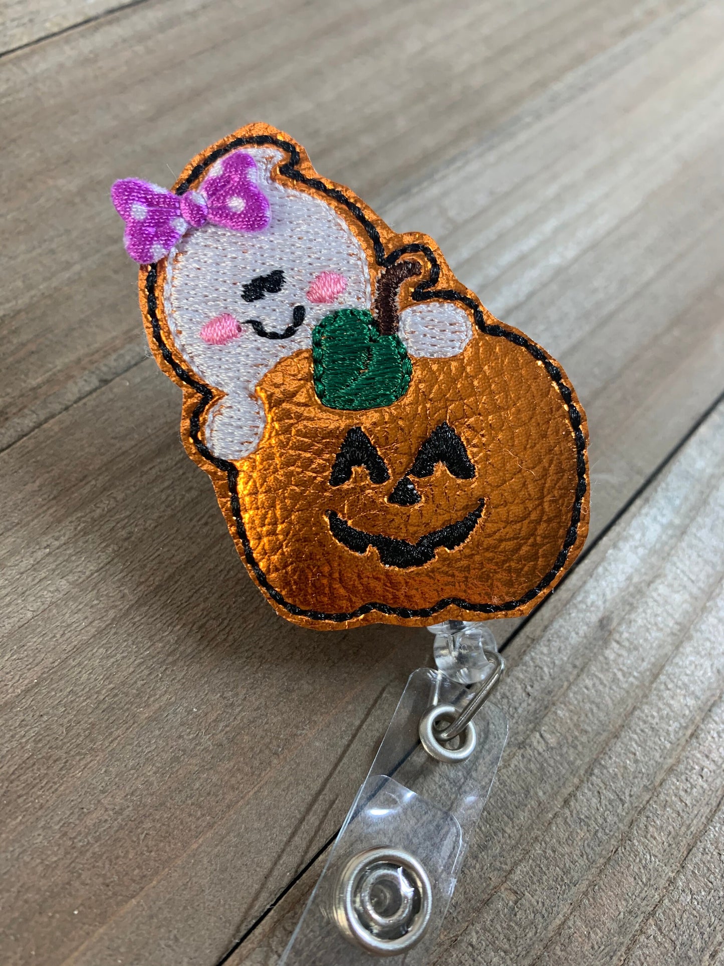 Ghost in a Pumpkin Retractable Badge Reel