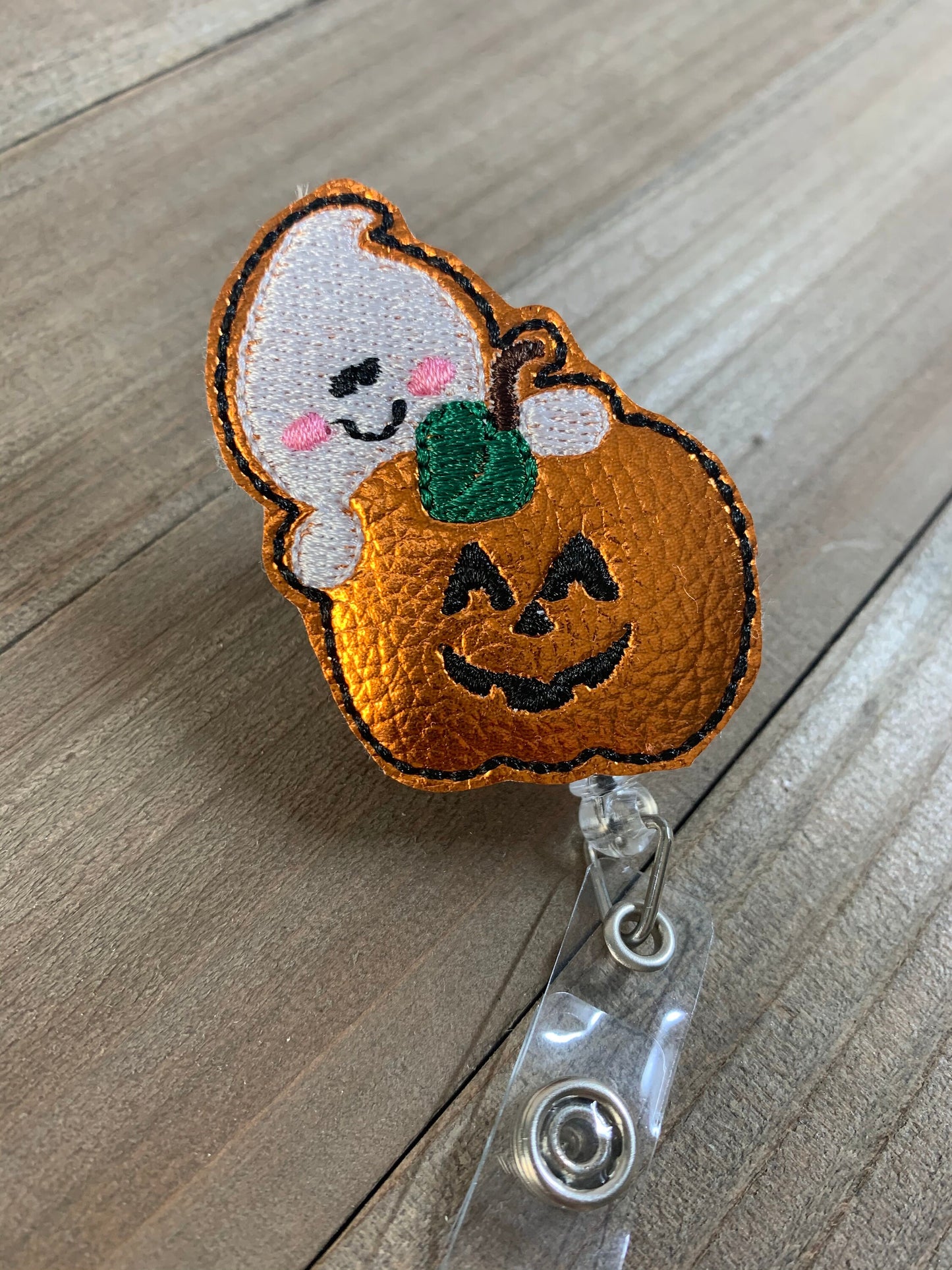 Ghost in a Pumpkin Retractable Badge Reel