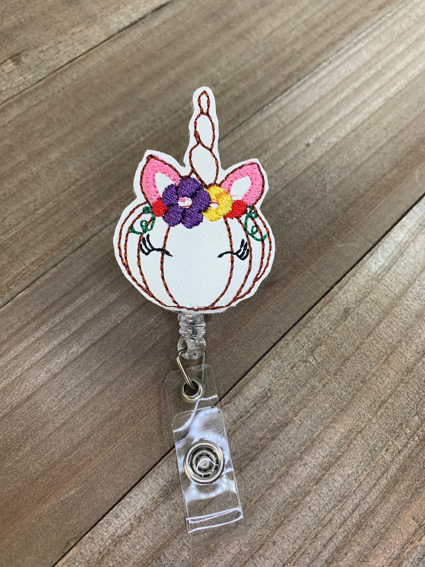 Pumpkin Unicorn Retractable Badge Reel