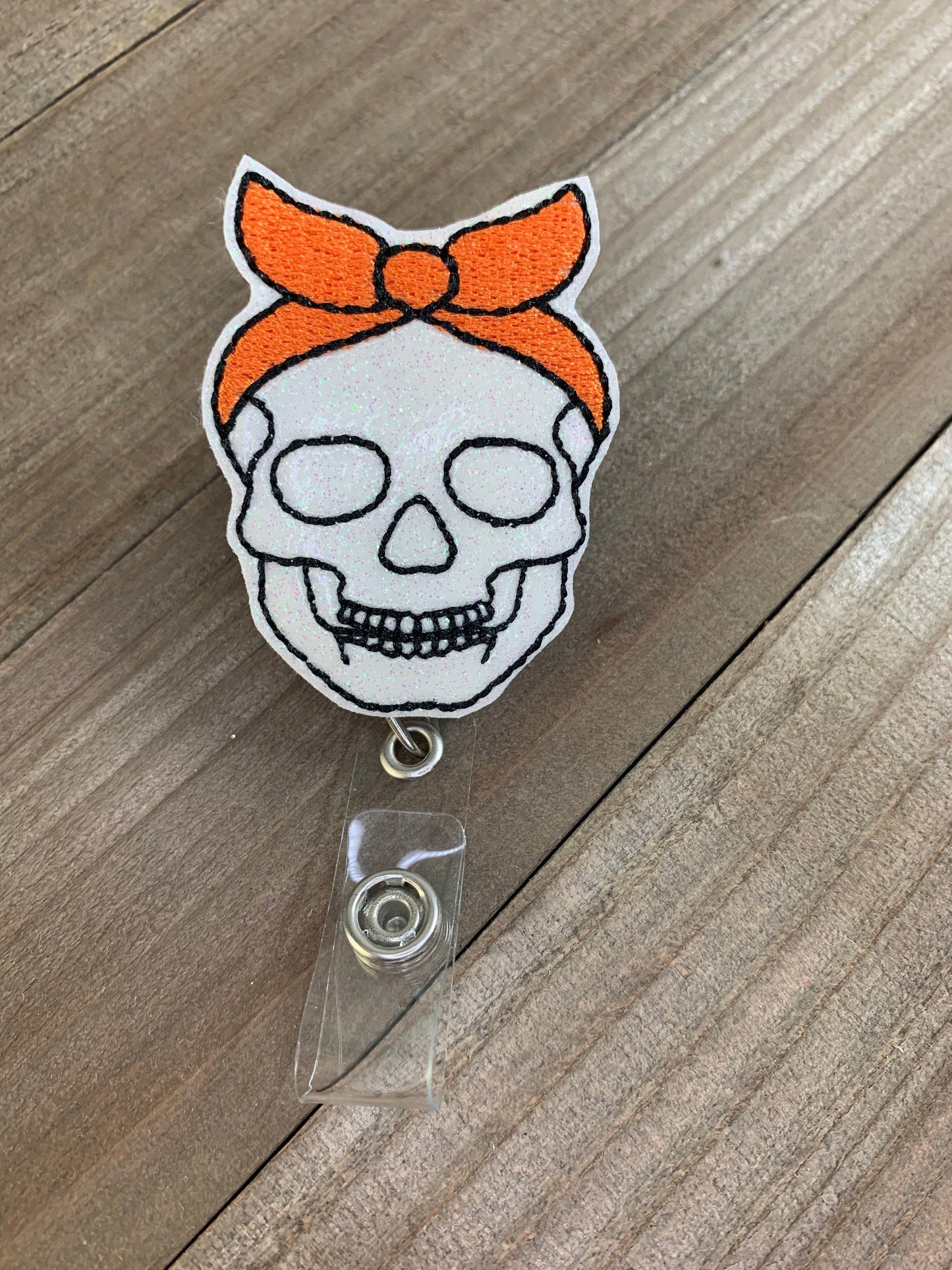 Fall Halloween Skull Retractable Badge Reel