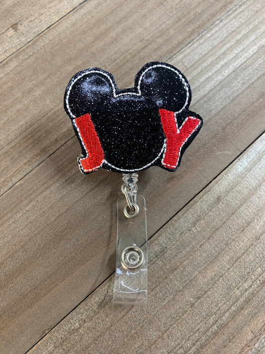 Joy Christmas Mr Mouse Badge Reel