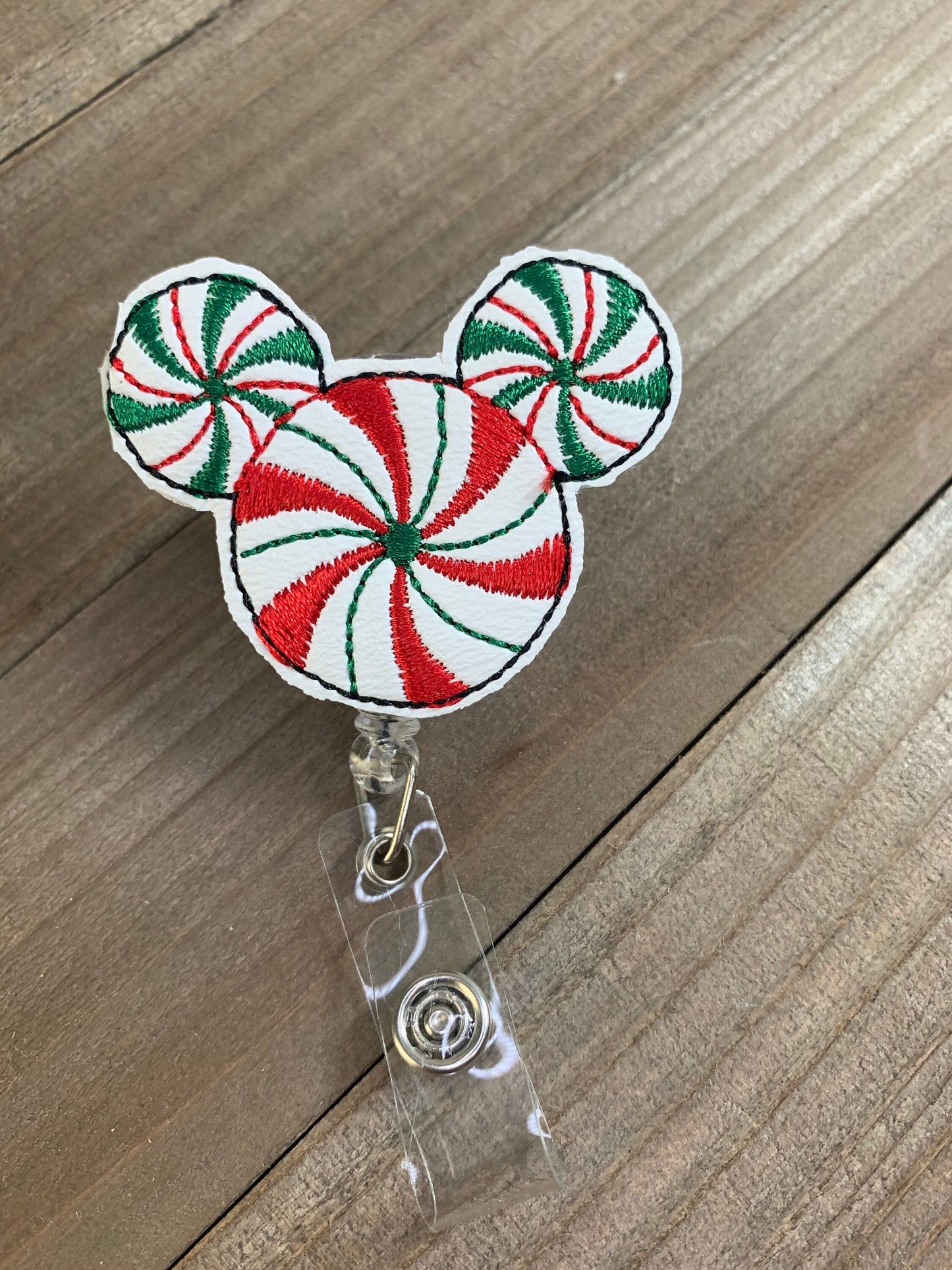 Peppermint Christmas Mr Mouse Badge Reel