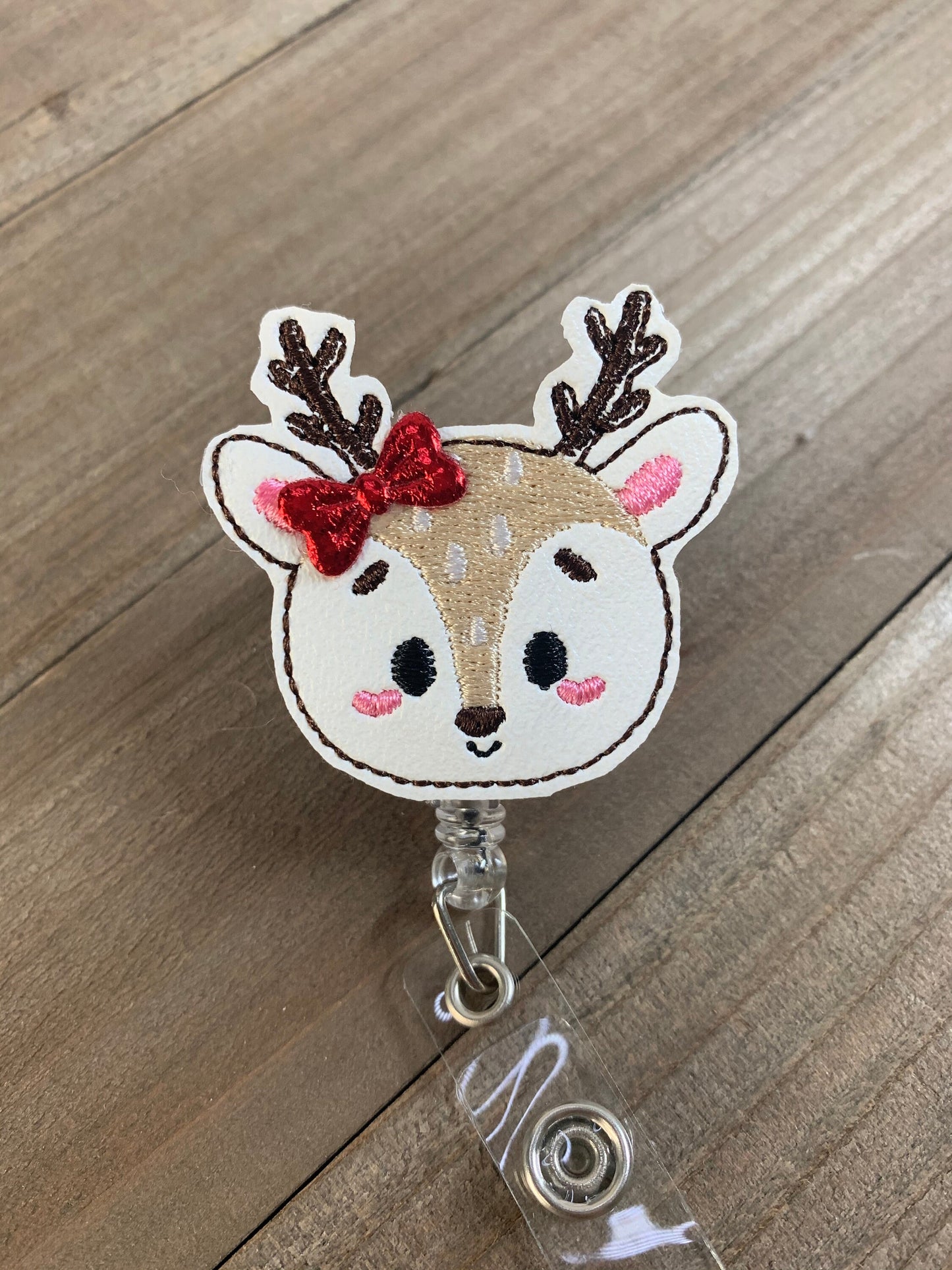 Winter Deer Reindeer Retractable Badge Reel