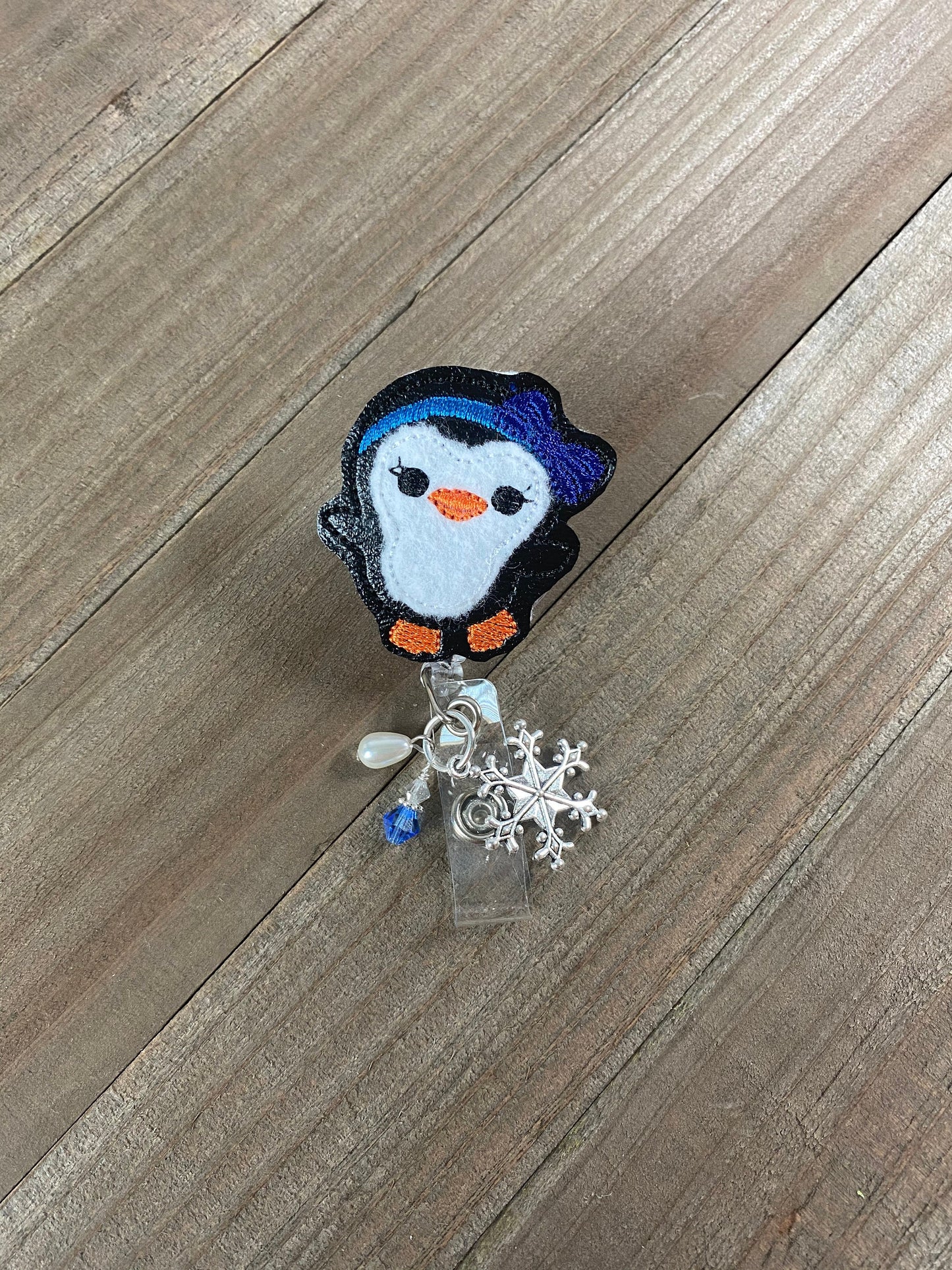 Christmas Winter Penguin Retractable Badge Reel