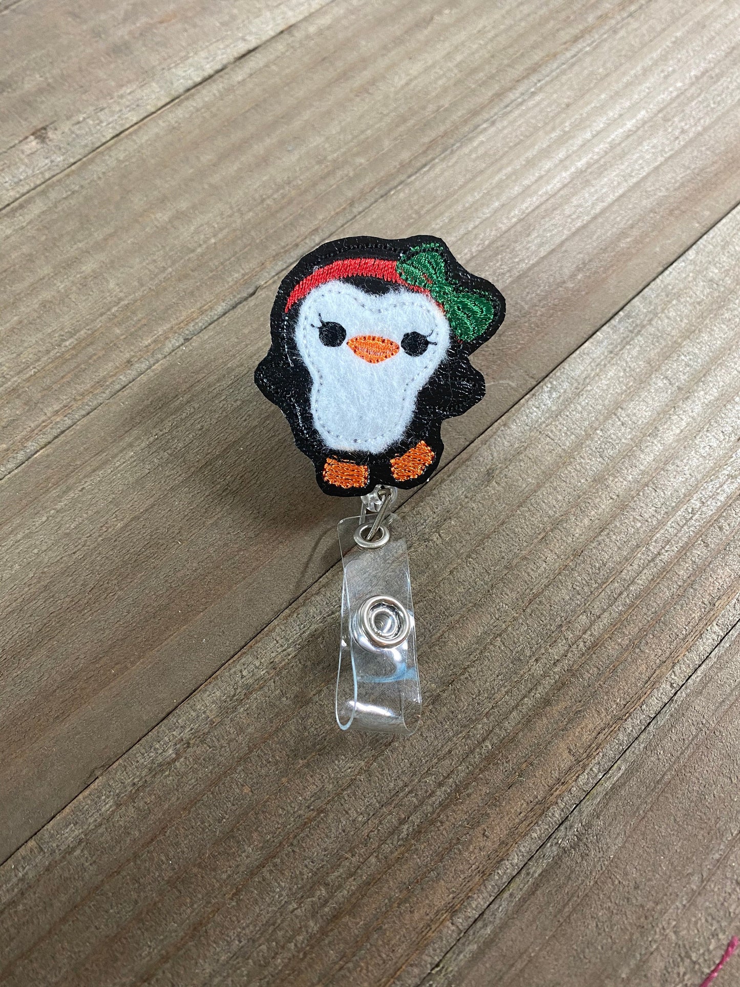 Christmas Winter Penguin Retractable Badge Reel