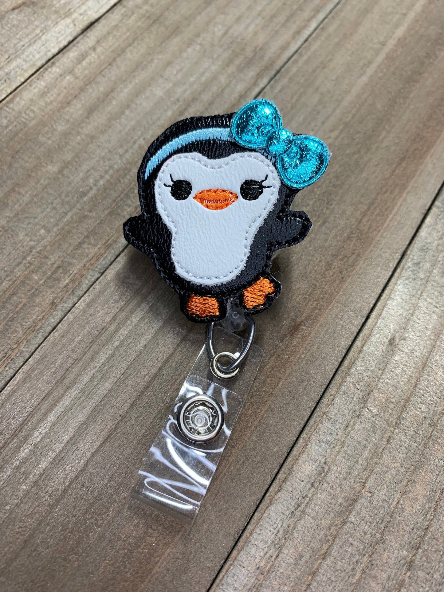 Christmas Winter Penguin Retractable Badge Reel