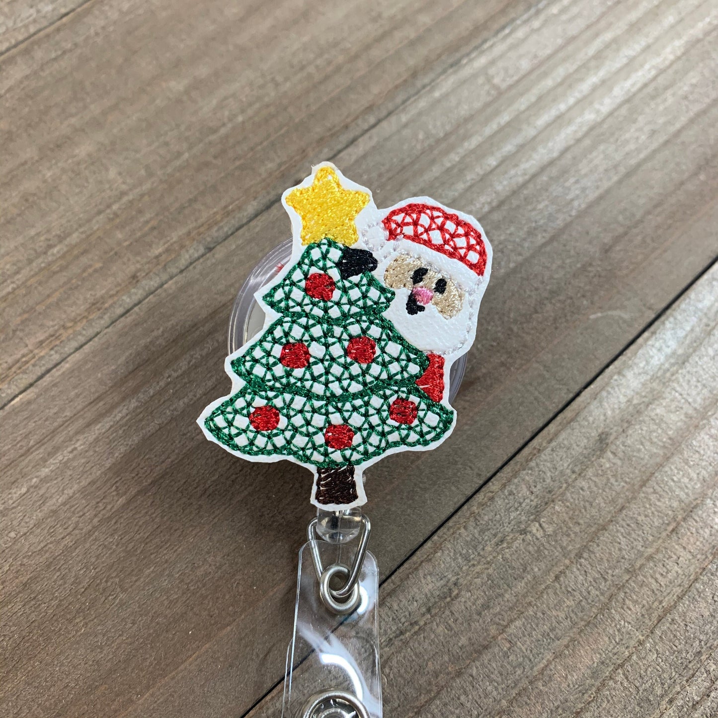 Christmas Tree Santa Badge Reel