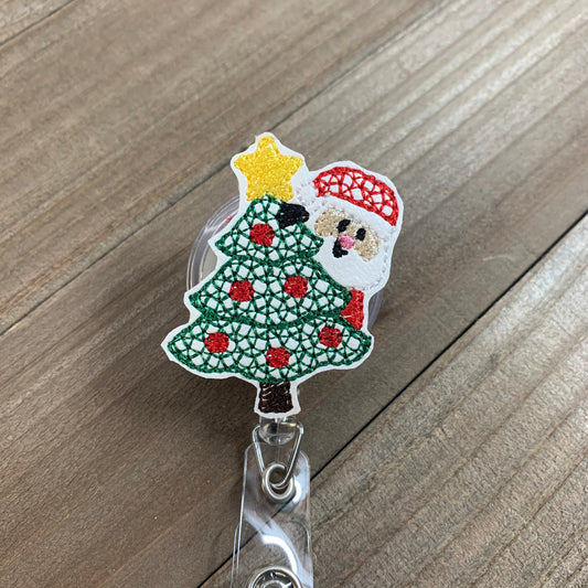 Christmas Tree Santa Badge Reel