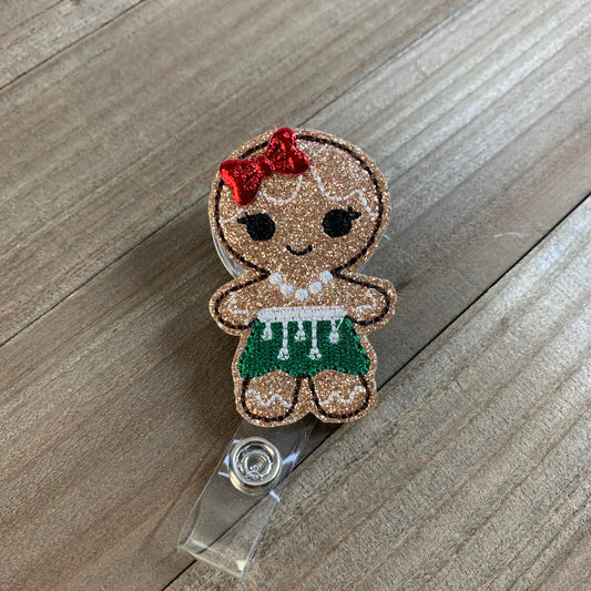 Christmas Girl Gingerbread Badge Reel