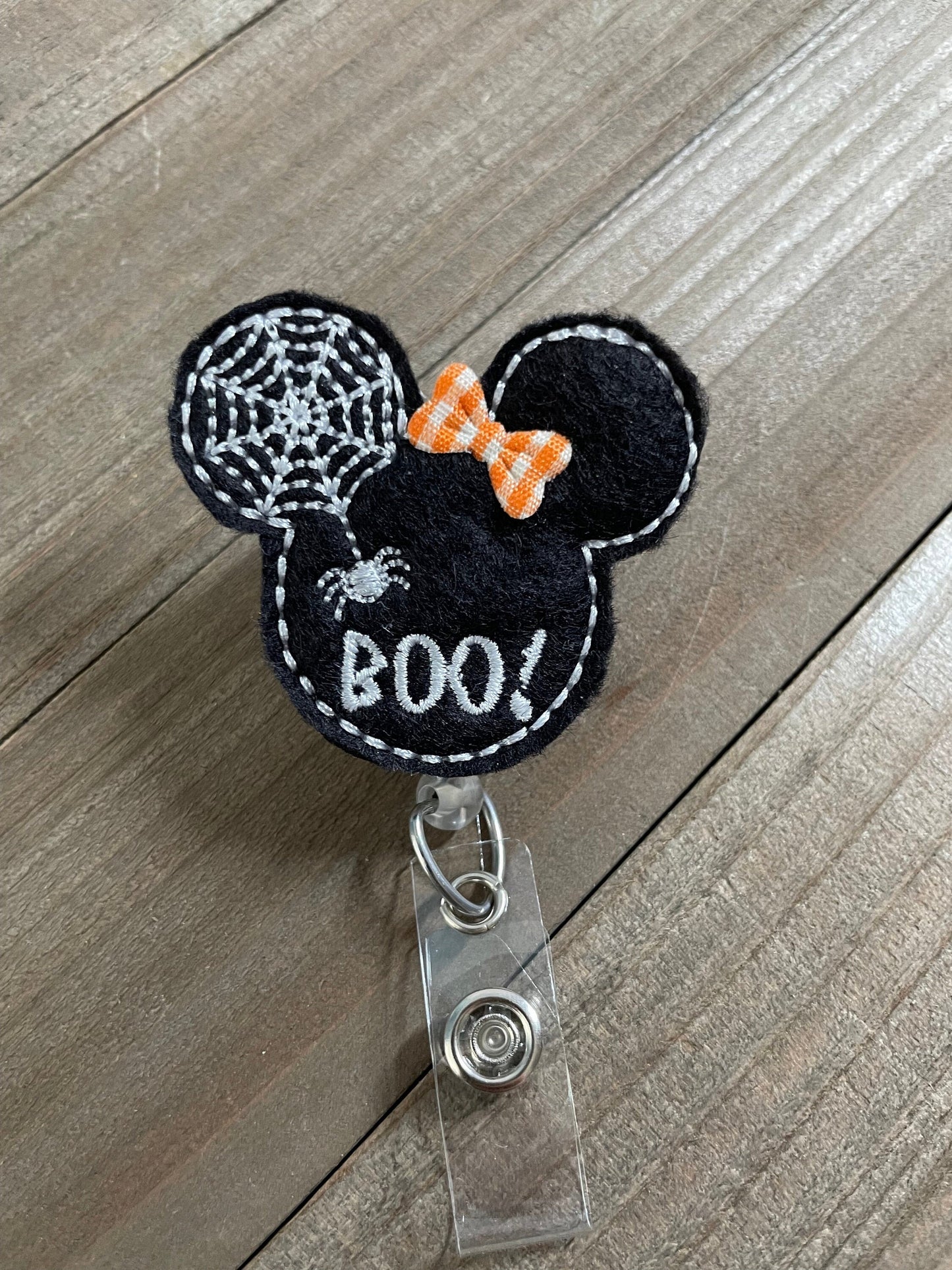 Spider Spooky Boo Mouse Retractable Badge Reel