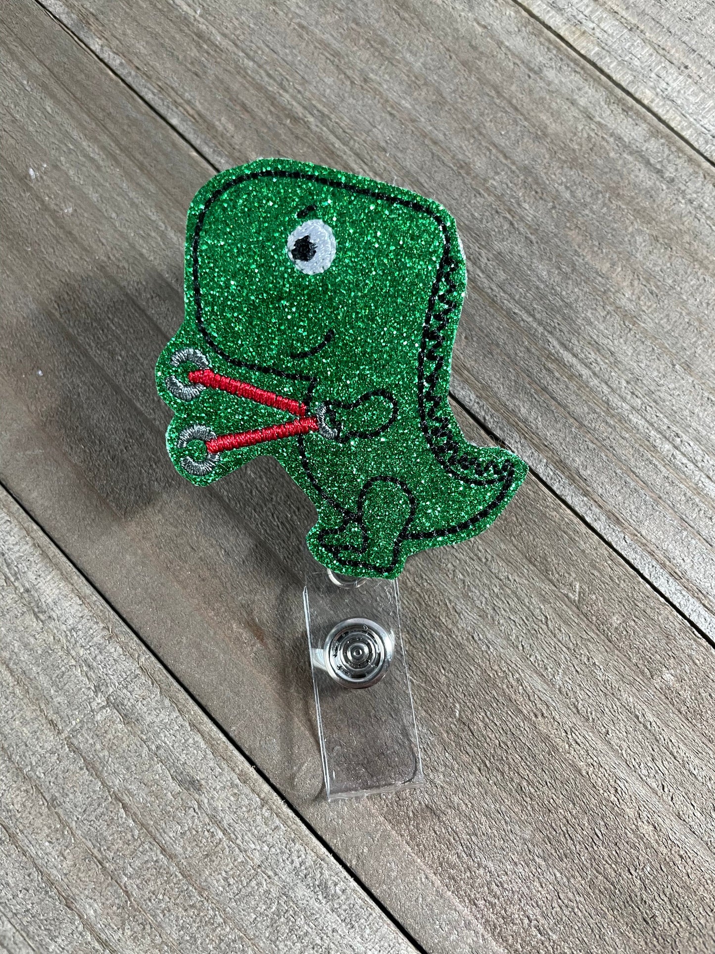 Grab Hands T- Rex Retractable Badge Reel Name tag Holder