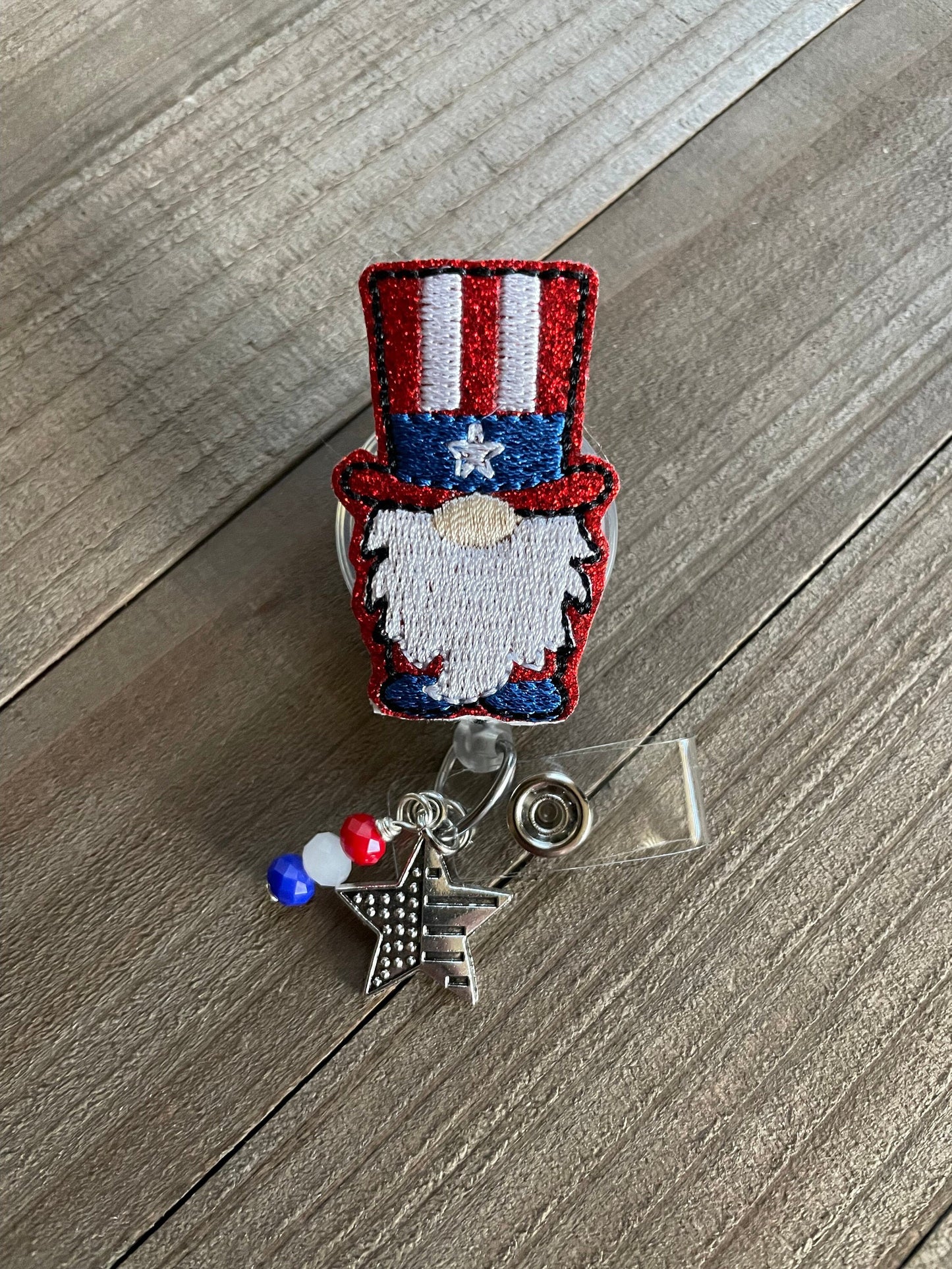 4th of July Gnome Retractable Badge Reel