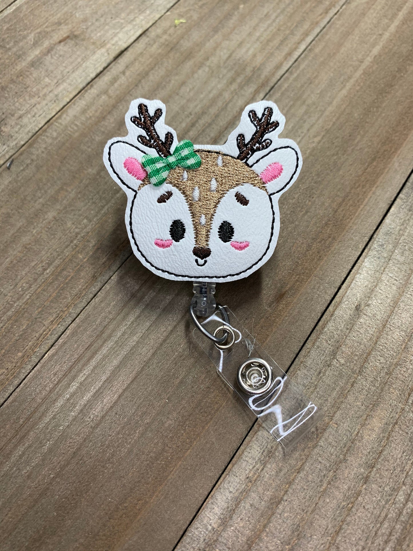 Winter Deer Reindeer Retractable Badge Reel