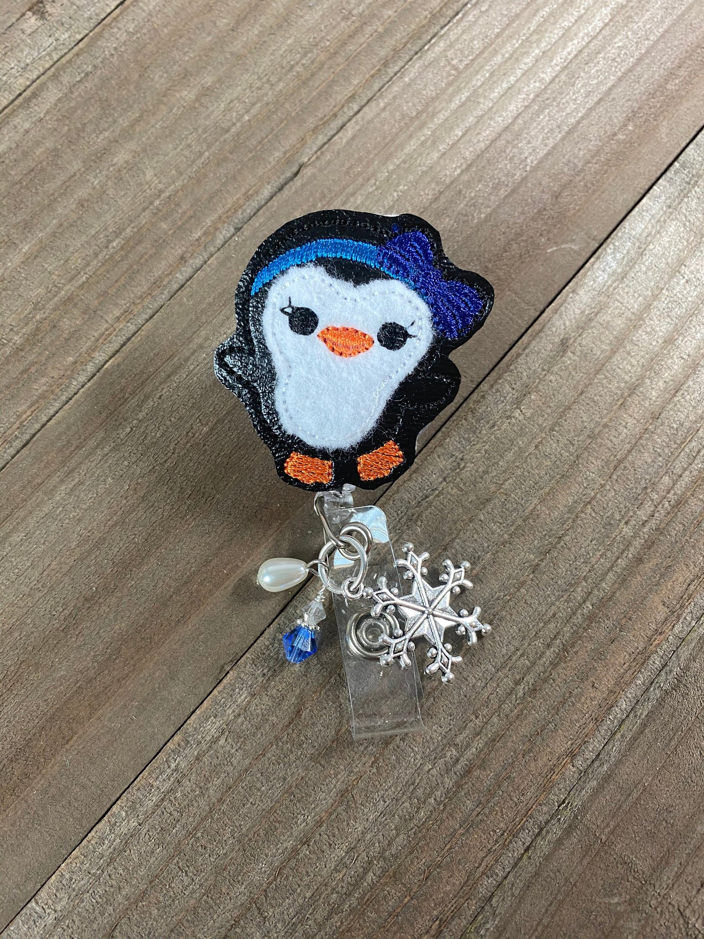 Christmas Winter Penguin Retractable Badge Reel