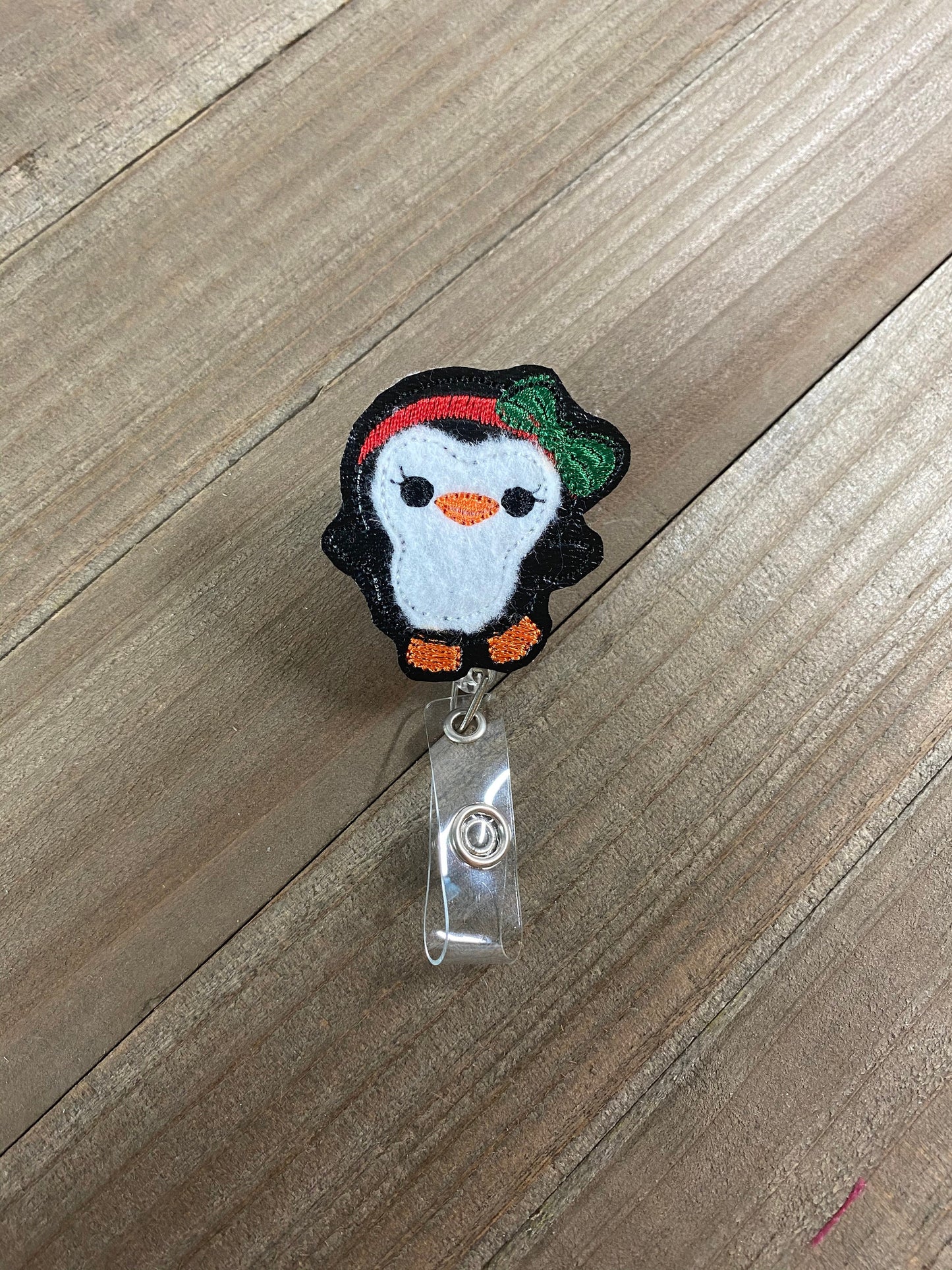 Christmas Winter Penguin Retractable Badge Reel