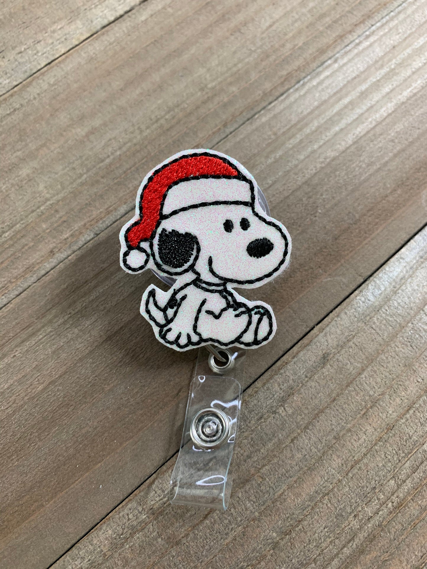 Snoopy Christmas Santa Badge Reel