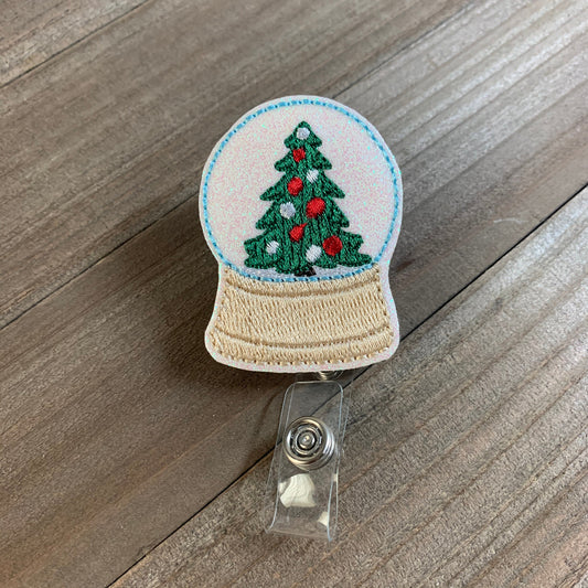 Christmas Snow Globe Badge Reel