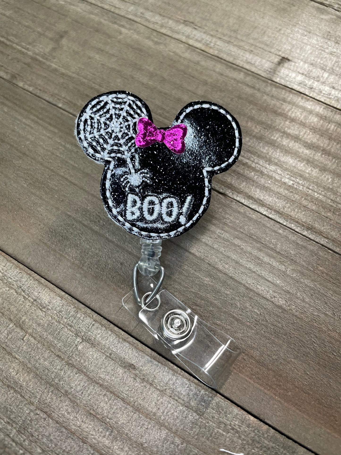 Spider Spooky Boo Mouse Retractable Badge Reel