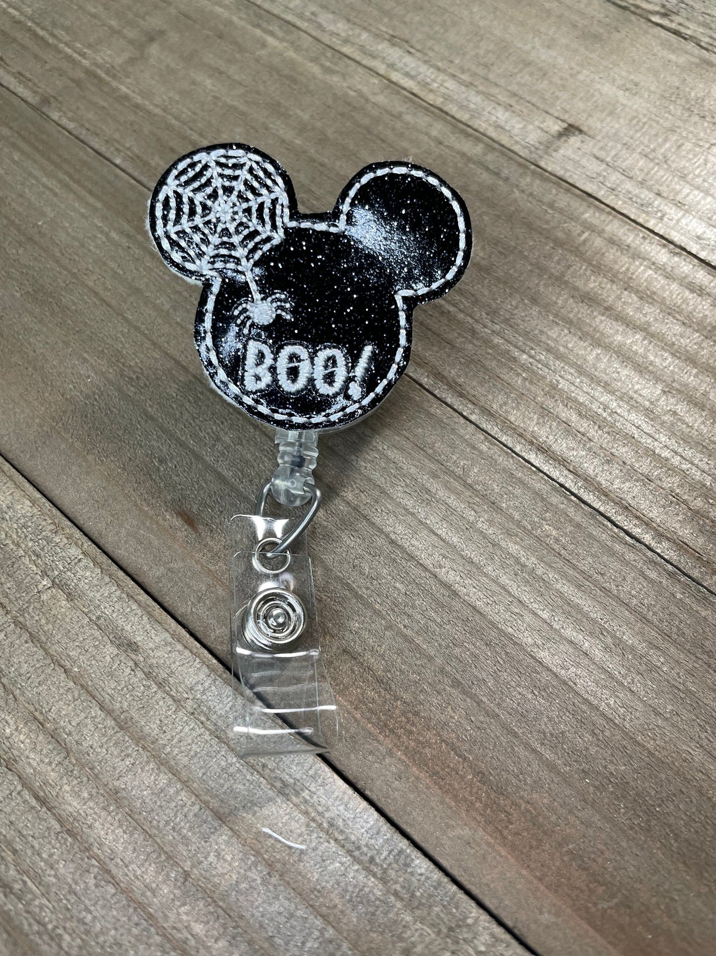 Spider Spooky Boo Mouse Retractable Badge Reel