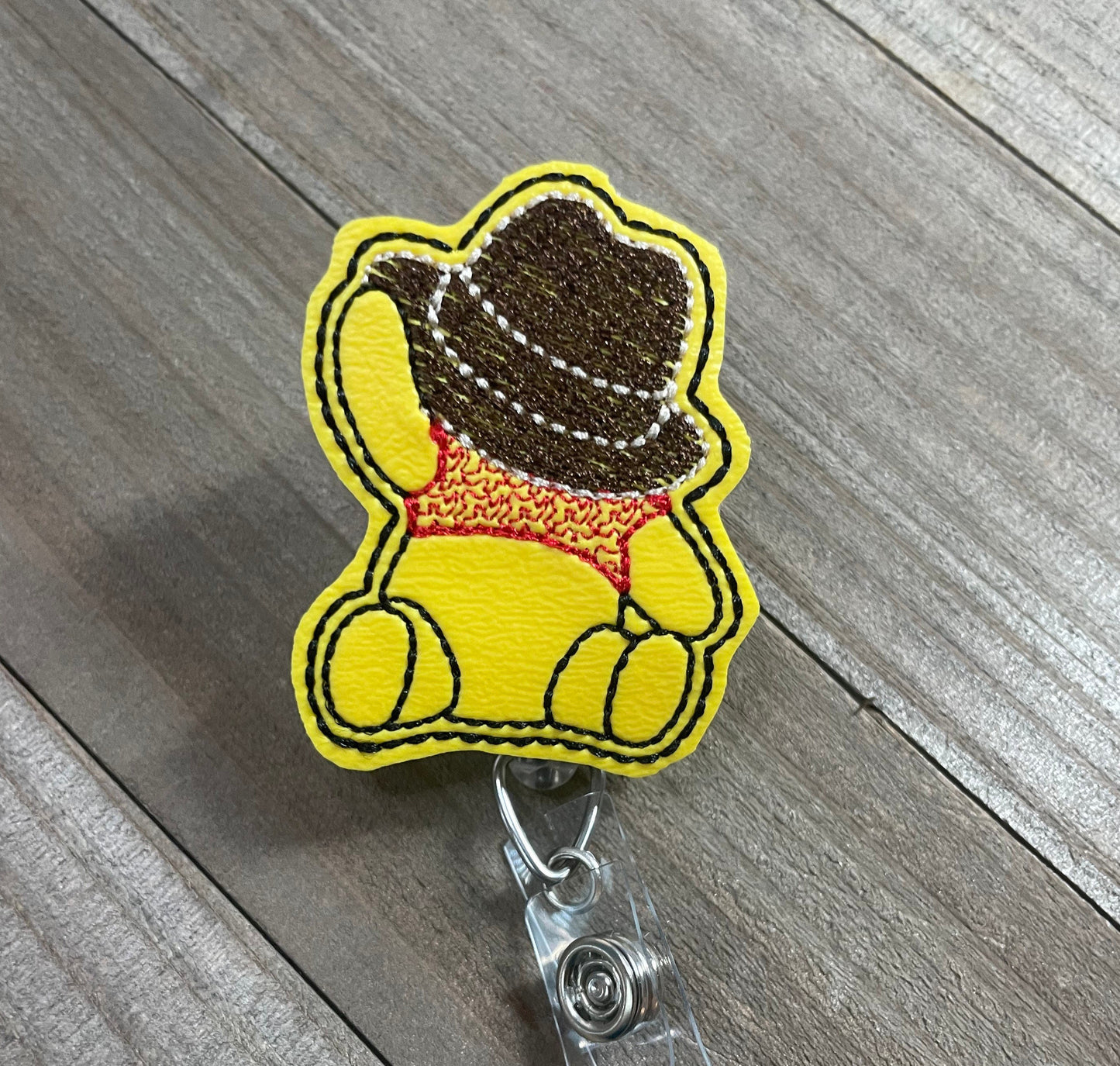 Silly Hat Pooh Bear Retractable Badge Reel