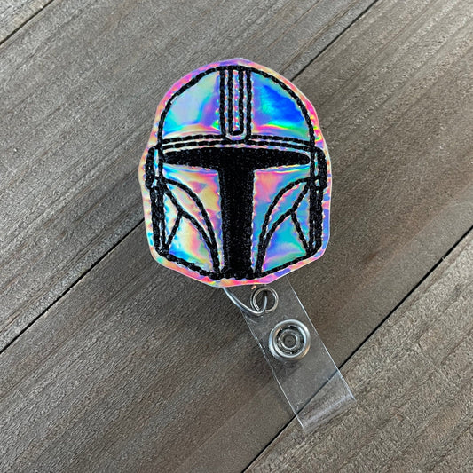 Bounty Hunter Mandalorian Helmet Retractable Badge Reel