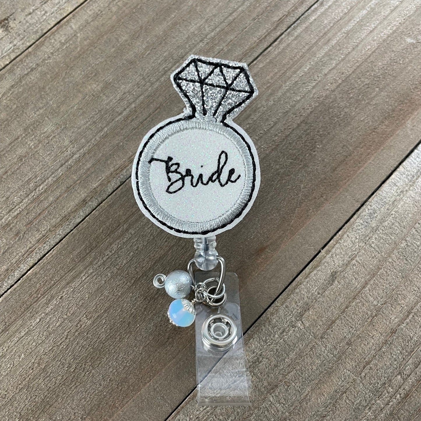 Bride Wifey Wedding Engagement Ring Retractable Badge Reel Name Tag