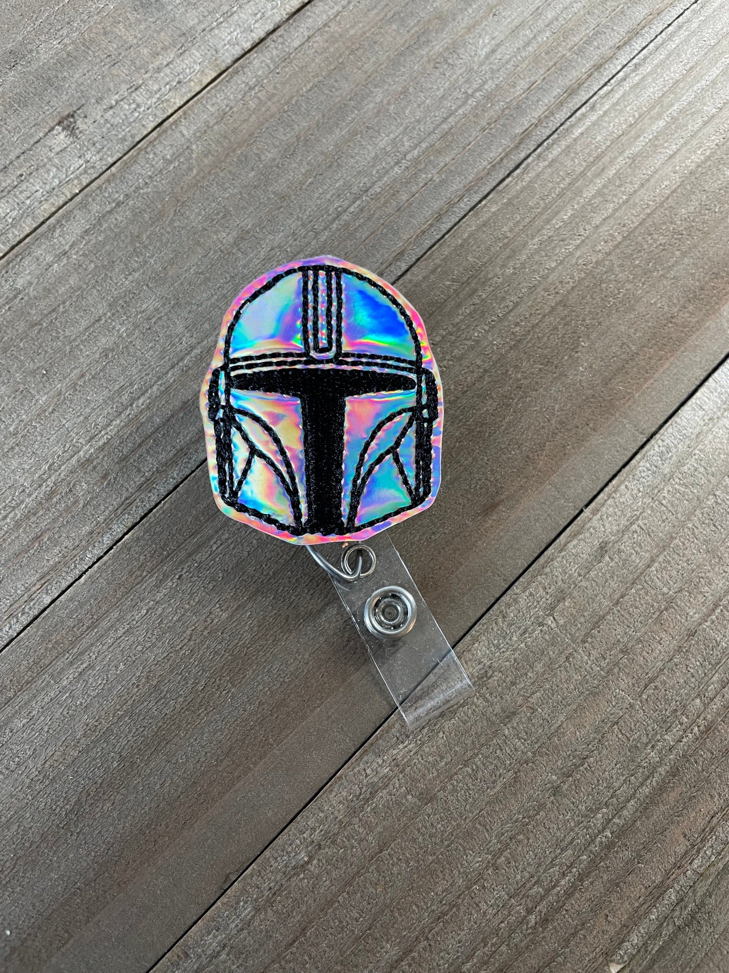 Bounty Hunter Mandalorian Helmet Retractable Badge Reel