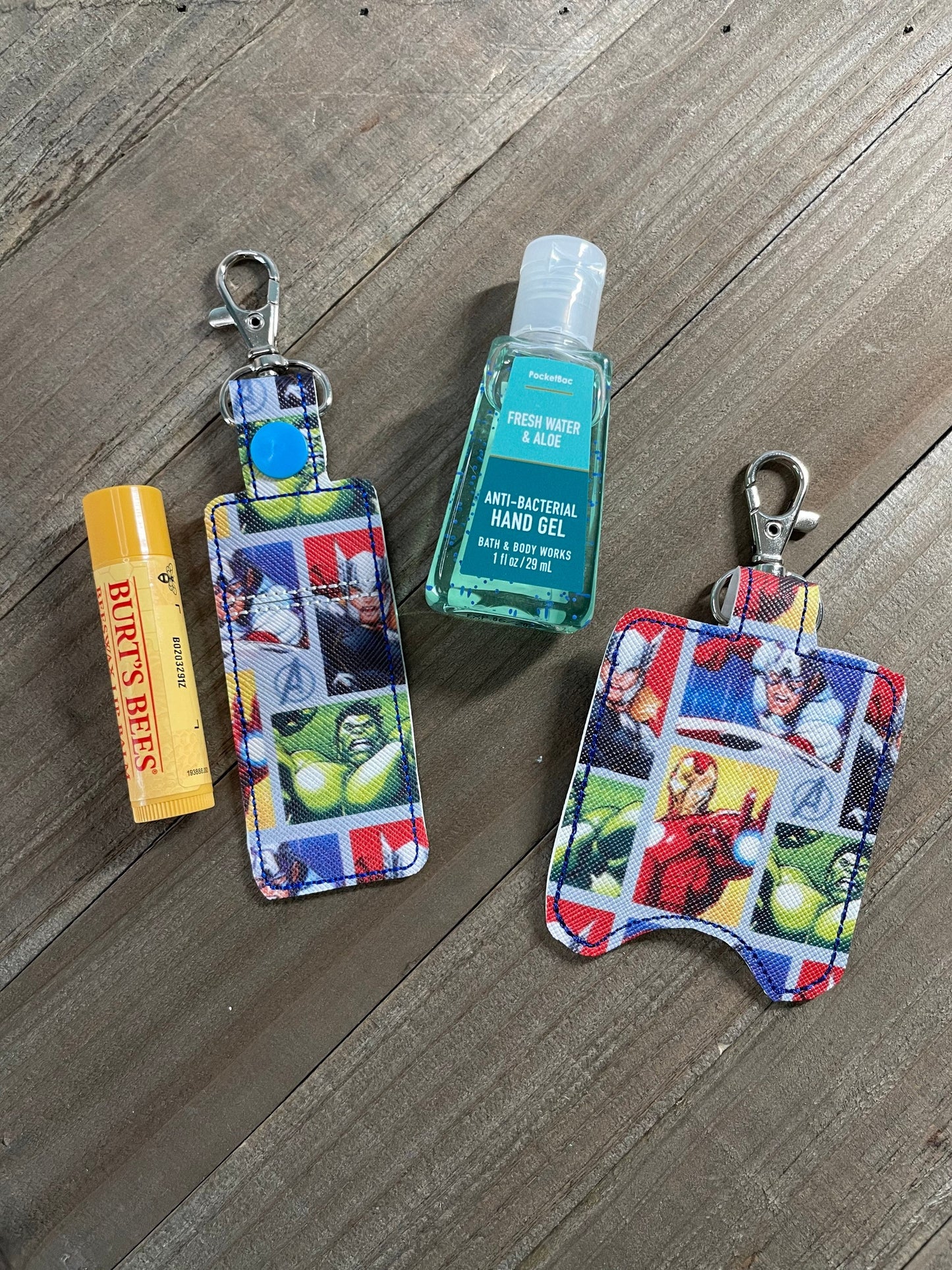 Superhero Sanitizer Holder Keychain Backpack Charm