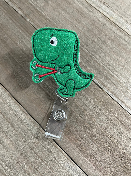 Grab Hands T- Rex Retractable Badge Reel Name tag Holder