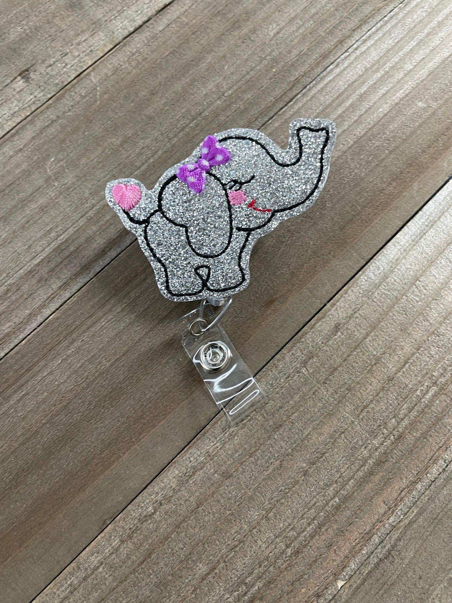 Sassy Elephant Retractable Badge Reel Name Tag Holder