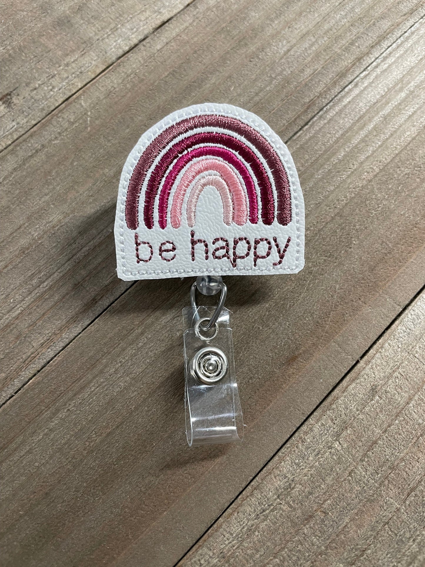 Be Happy Rainbow Retractable Badge Reel Name Tag