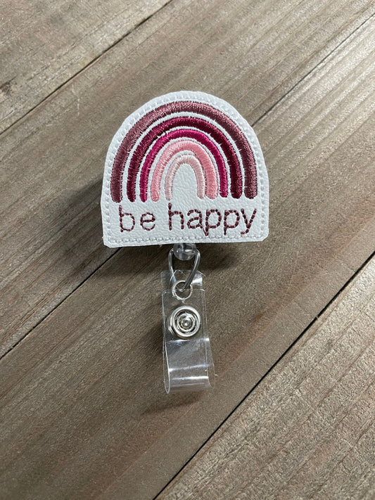 Be Happy Rainbow Retractable Badge Reel Name Tag