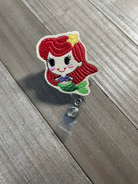 Princess Little Mermaid Retractable Badge Reel Name Tag