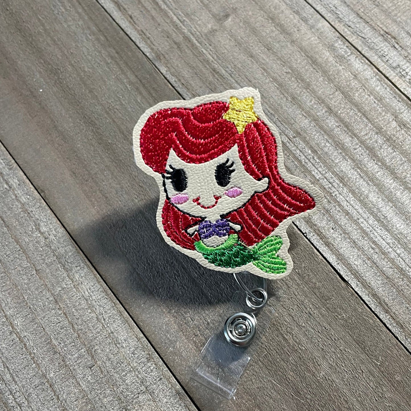 Princess Little Mermaid Retractable Badge Reel Name Tag